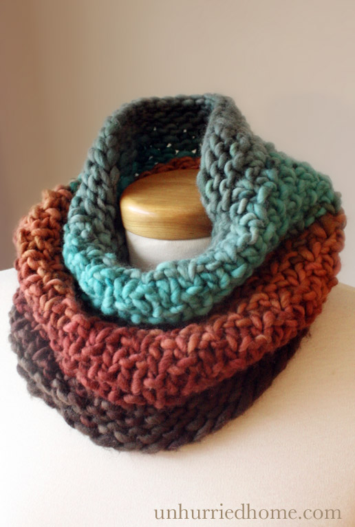 The Three Turn Cowl with Freia Handpaint Yarns' Super Bulky in Canyon.